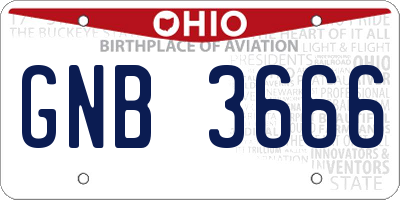 OH license plate GNB3666