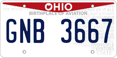 OH license plate GNB3667