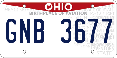 OH license plate GNB3677