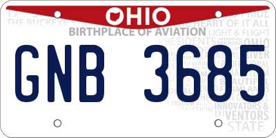 OH license plate GNB3685