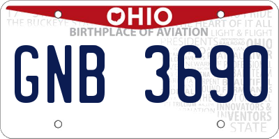OH license plate GNB3690