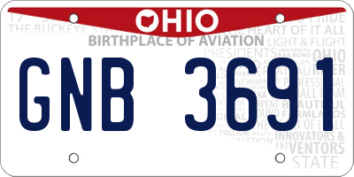 OH license plate GNB3691