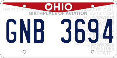 OH license plate GNB3694