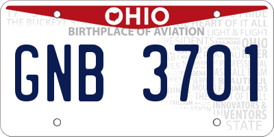 OH license plate GNB3701