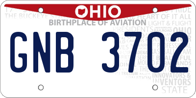 OH license plate GNB3702