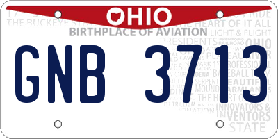 OH license plate GNB3713