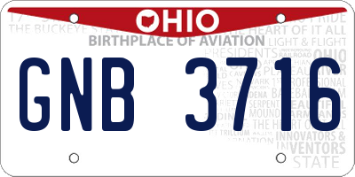 OH license plate GNB3716
