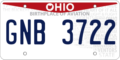 OH license plate GNB3722