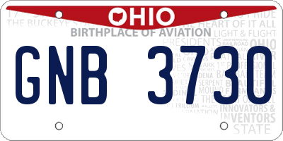 OH license plate GNB3730