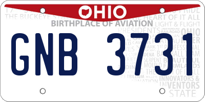 OH license plate GNB3731