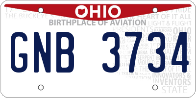 OH license plate GNB3734