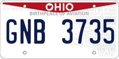 OH license plate GNB3735