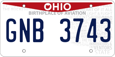 OH license plate GNB3743