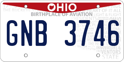 OH license plate GNB3746