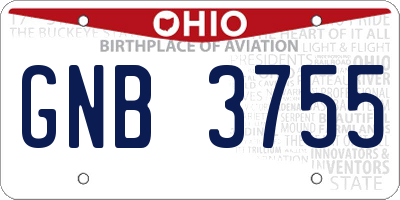 OH license plate GNB3755