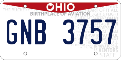 OH license plate GNB3757