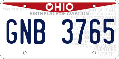 OH license plate GNB3765