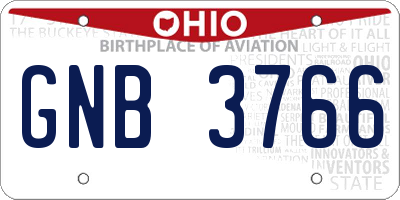 OH license plate GNB3766