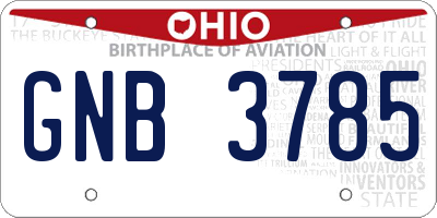 OH license plate GNB3785