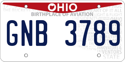 OH license plate GNB3789