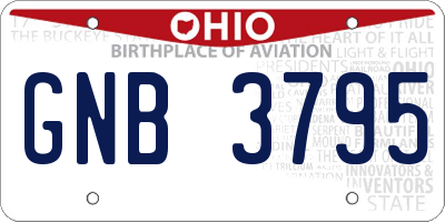 OH license plate GNB3795