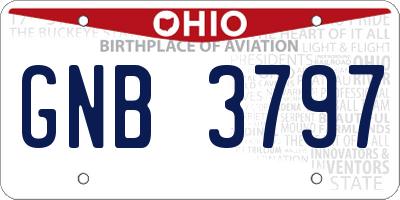 OH license plate GNB3797