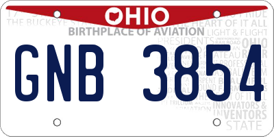 OH license plate GNB3854