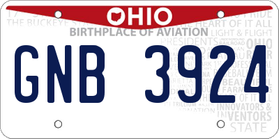 OH license plate GNB3924