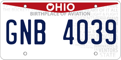 OH license plate GNB4039