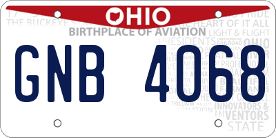 OH license plate GNB4068