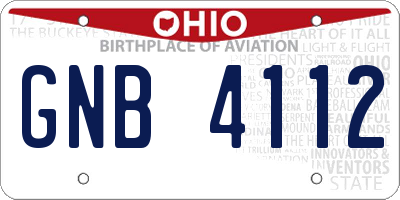 OH license plate GNB4112