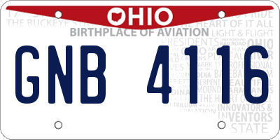 OH license plate GNB4116