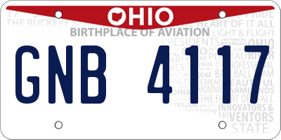 OH license plate GNB4117