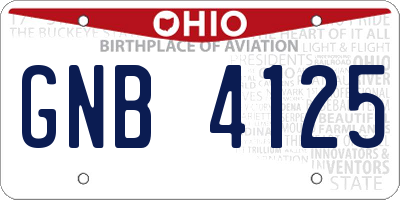 OH license plate GNB4125