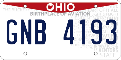 OH license plate GNB4193