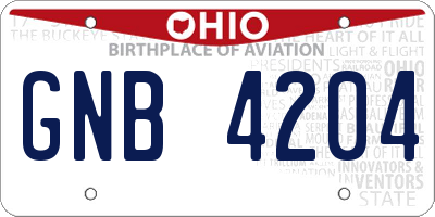 OH license plate GNB4204