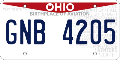 OH license plate GNB4205