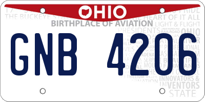 OH license plate GNB4206