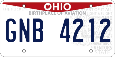 OH license plate GNB4212