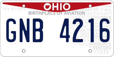 OH license plate GNB4216