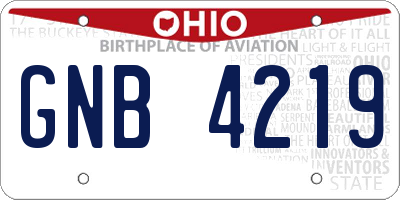 OH license plate GNB4219