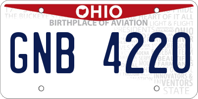 OH license plate GNB4220