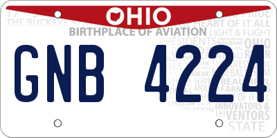 OH license plate GNB4224