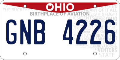OH license plate GNB4226