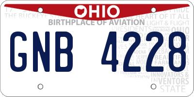 OH license plate GNB4228