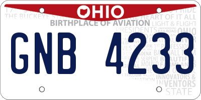 OH license plate GNB4233