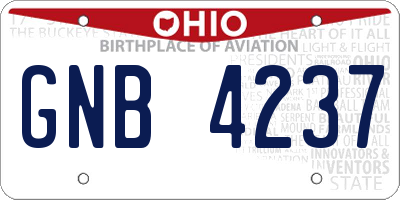 OH license plate GNB4237