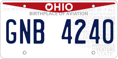 OH license plate GNB4240
