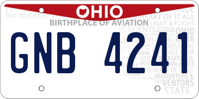 OH license plate GNB4241