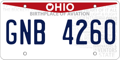 OH license plate GNB4260
